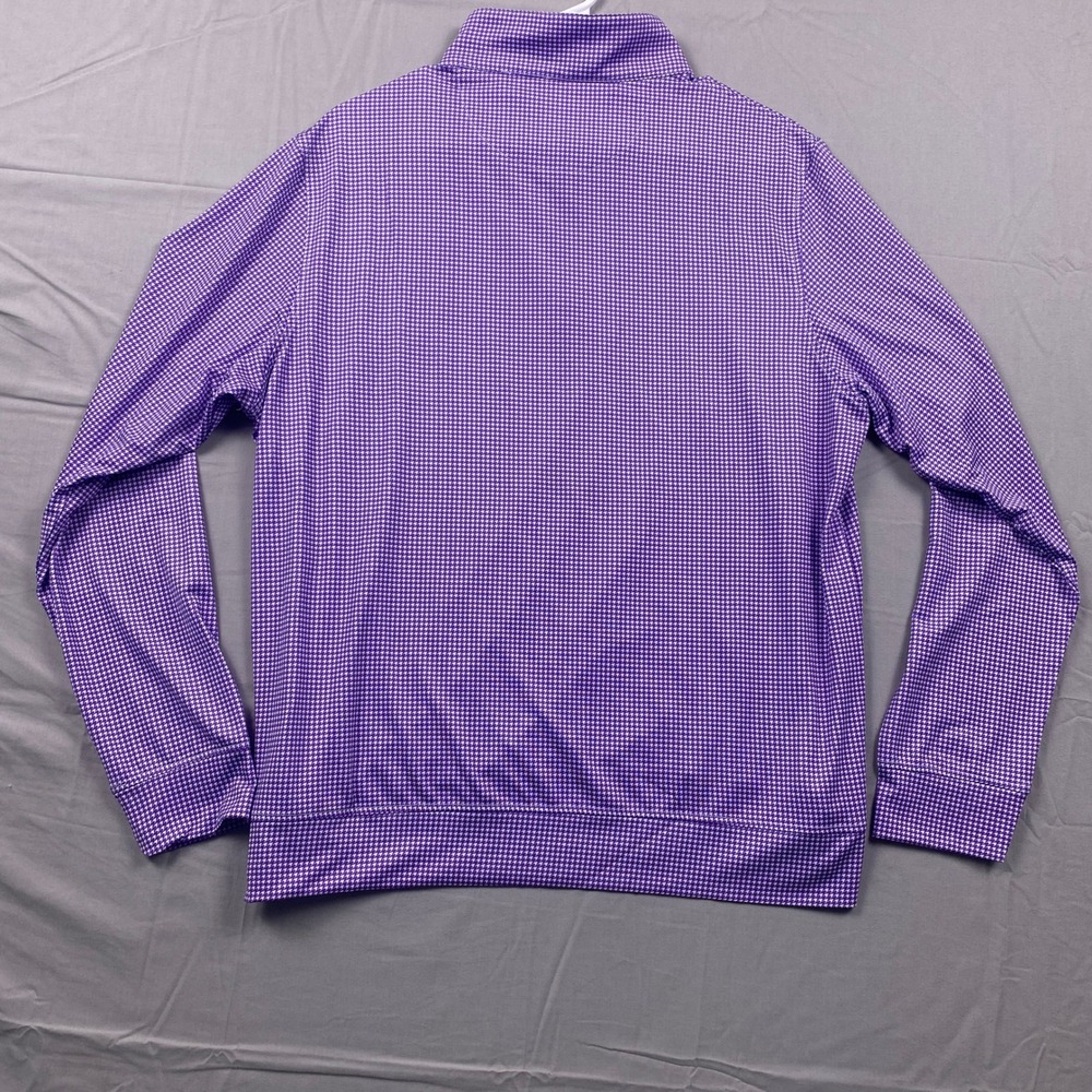 TailorByrd Houndstooth Quarter Zip Pullover Men Large Purple Gingham Performance - Picture 8 of 12